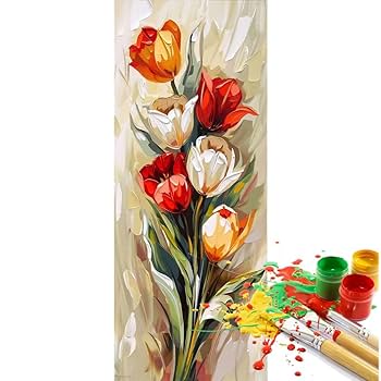 Amazon.co.jp: 数字油絵 チューリップ 花 数字キット塗り絵 手